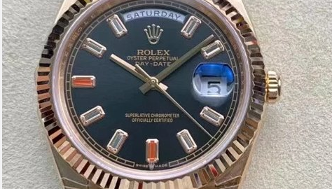復刻勞力士星期日誌型228239繫列腕錶黑盤玫瑰金男士機械錶40mm￥4580-精仿勞力士