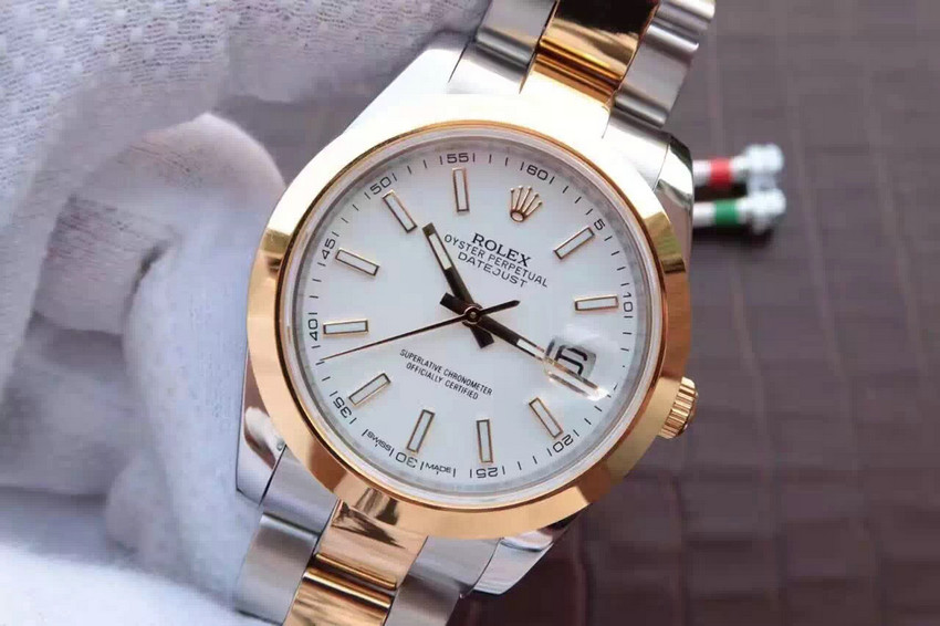 勞力士日誌型繫列126303-0015一比一高端品質 鍍18k金男士腕錶白盤進口瑞士機芯￥4580-精仿勞力士