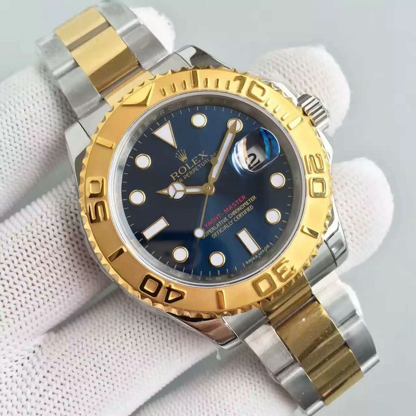 勞力士超級遊艇名士16623-0001黃金版（藍面）瑞士機芯自動機械手錶￥5580-精仿勞力士