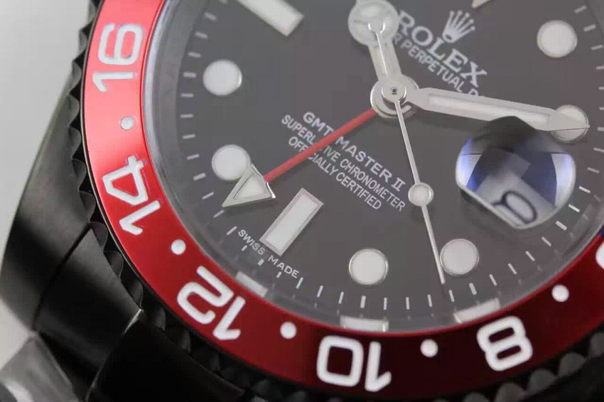 勞力士Rolex格林尼治型Ⅱ 兩地時間GMT黑曜版 瑞士機芯可樂紅藍圈口￥5680-精仿勞力士