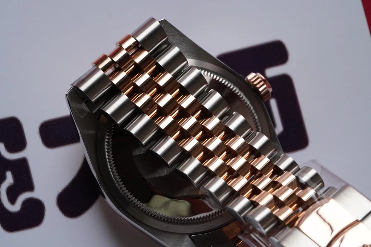 復刻勞力士最高版本五珠鋼帶日誌V2版36mm女士腕錶 18k包金￥4280-精仿勞力士