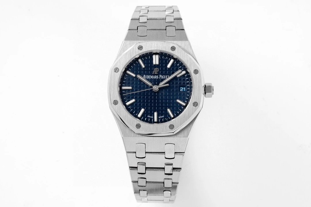 8F廠愛彼皇家橡樹34mm藍色鋼帶女士機械手錶-精仿愛彼