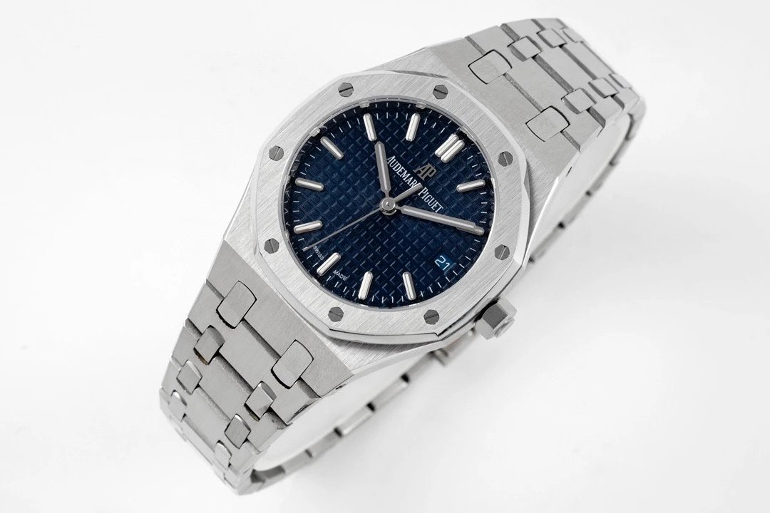 8F廠愛彼皇家橡樹34mm藍色鋼帶女士機械手錶-精仿愛彼