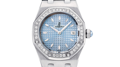 渠道原單 愛彼皇家橡樹繫列型號67601真鉆藍盤石英皮帶女士腕錶-精仿愛彼