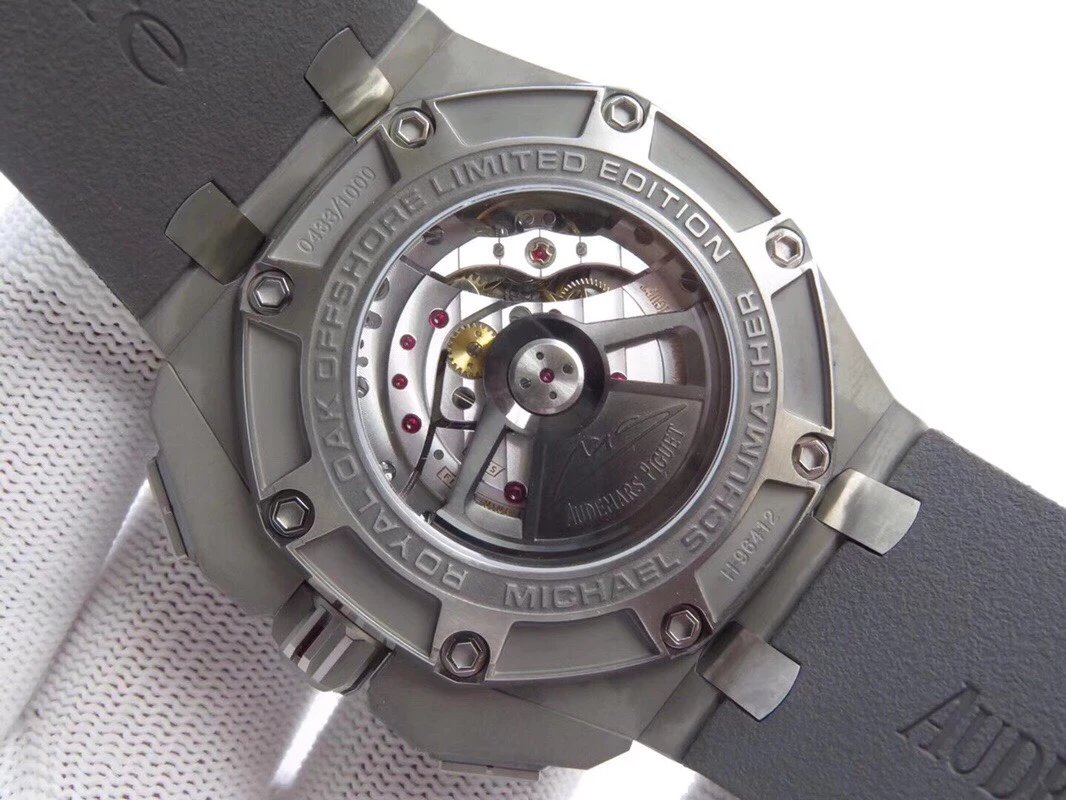 JF愛彼皇家橡樹離岸型舒馬赫限量版男士機械計時手錶44×14.5mm鈦合金錶殼-精仿愛彼