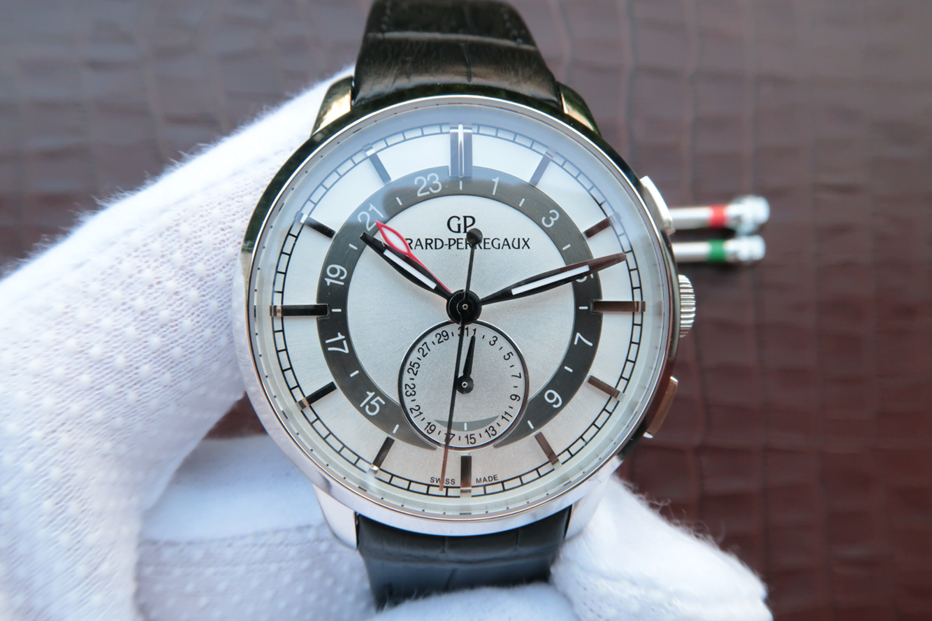 芝柏Girard-Perregaux 1966繫列49544-52-131-BBB0男士機械手錶 白￥3480-精仿芝柏