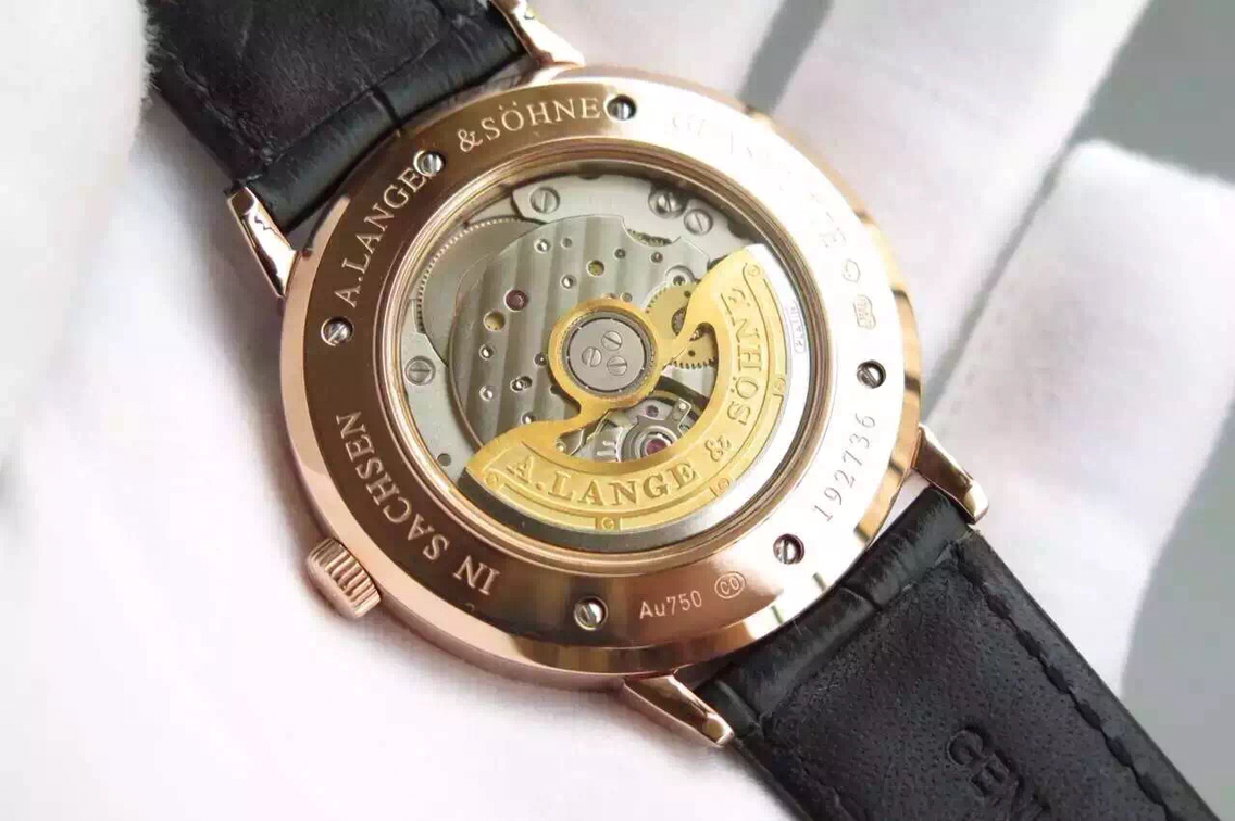 MKS朗格薩克森超薄繫列男士自動機械手錶 玫瑰金灰盤￥2980-精仿朗格