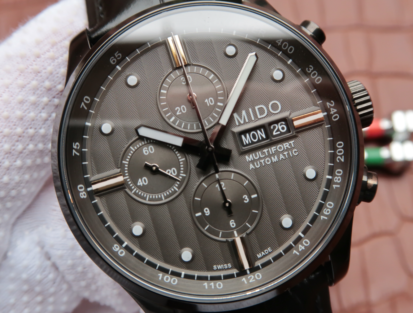 MC美度舵手繫列M005.614.16.031.00男士機械手錶（黑色款）7750計時機芯￥3480-精仿美度