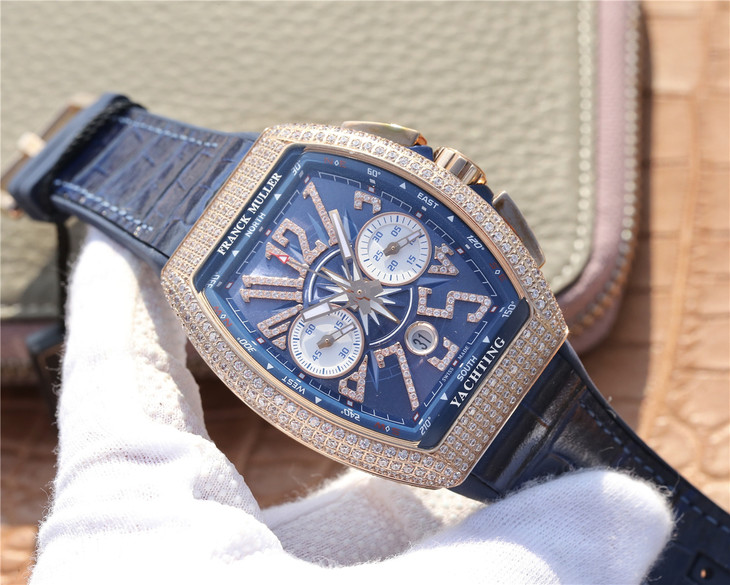 ABF法蘭克穆勒 V45藍色男士腕錶 橡膠帶 自動機械機芯￥3980-精仿法蘭克穆勒
