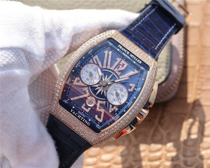 ABF法蘭克穆勒 V45藍色男士腕錶 橡膠帶 自動機械機芯￥3980-精仿法蘭克穆勒