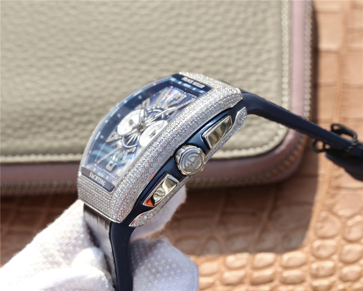 ABF法蘭克穆勒 V45藍色7750機芯 44×54 mm 男士腕錶 橡膠帶 自動機械機芯￥3680-精仿法蘭克穆勒