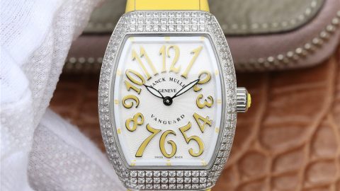 ABF法穆蘭Franck Muller V32 繫列 女士腕錶 黃色矽膠錶帶 石英機芯￥3180-精仿法蘭克穆勒