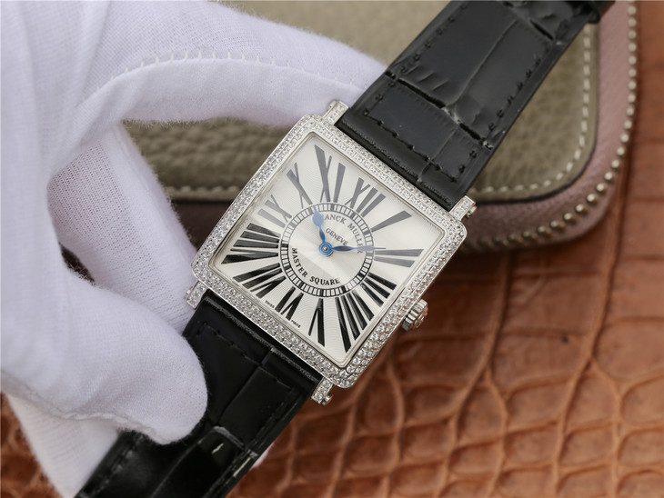 Z6法蘭克穆勒Master Square 繫列女士腕錶 黑色皮帶錶 瑞士原裝朗達石英機芯￥3180-精仿法蘭克穆勒