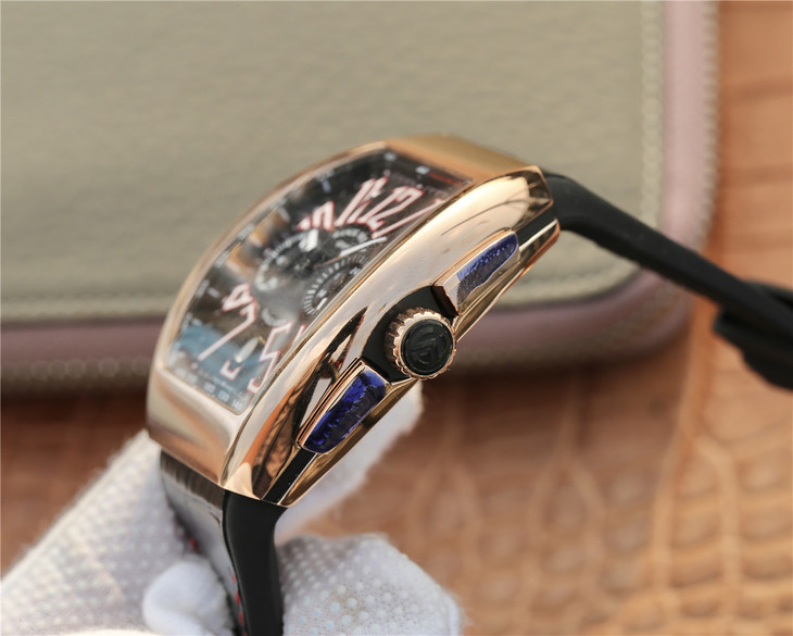 ABF法穆蘭Vanguard V45?艇繫列 原裝1.1開模 男士腕錶 進口多功能vk石英機芯 矽膠￥3480-精仿法蘭克穆勒