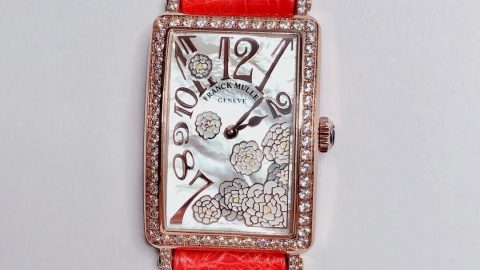 法蘭克穆勒 LONG ISLAND長島繫列最美女士石英皮帶方形腕錶 琺瑯彩繪￥3180-精仿法蘭克穆勒