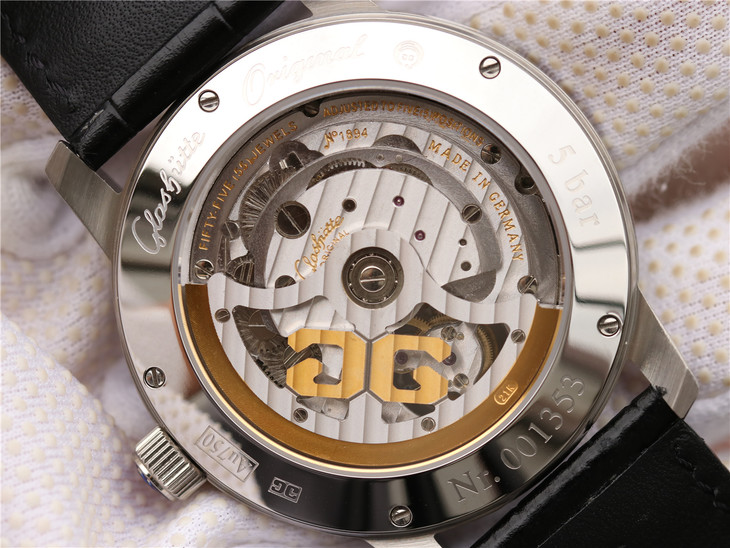 R8格拉蘇蒂大日歴自動陀飛輪機芯42mm腕錶（黑面） V3升級版-精仿格拉蘇蒂
